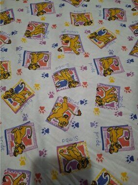Vintage Rare  Knit Stretch Lion King Simba Pride. Cotton Fabric 3 Yd X 58